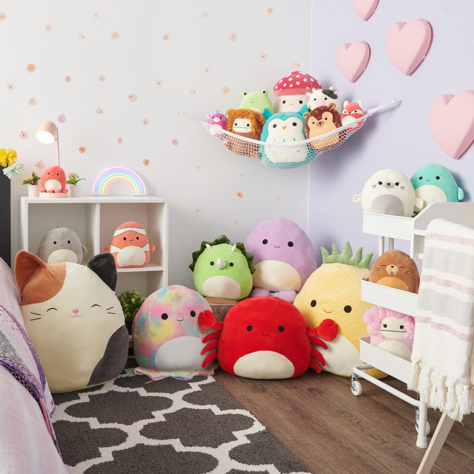 Squishmallows Original 3.5 Inch Clip-On 5 Pack - Blue Skunk, Cream Bat, Purple Beetle, Lime Greem Llama, Yellow Dumbo Octopus Squishmallows