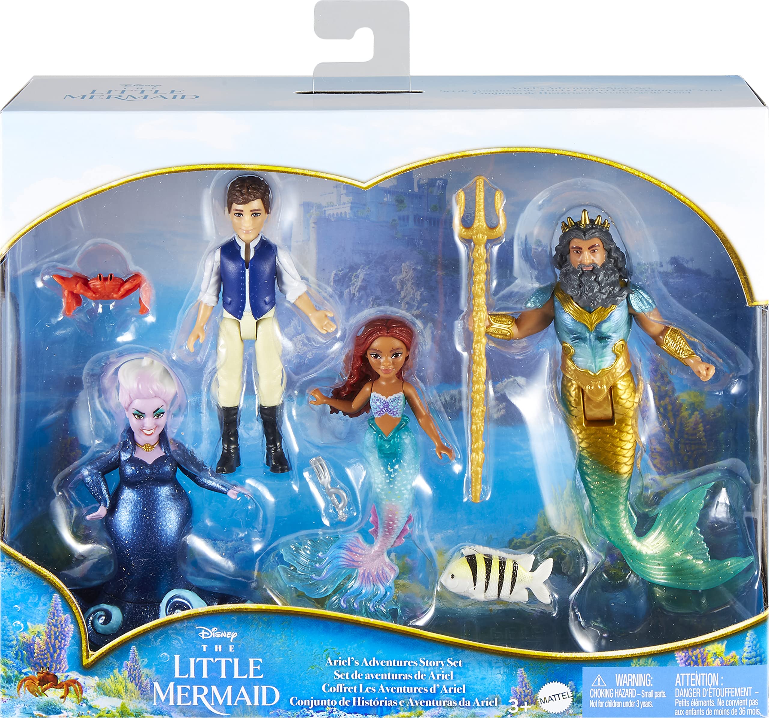 Mattel Disney The Little Mermaid Ariel's Adventures Story Set with 4 Small Dolls and Accessories Mattel