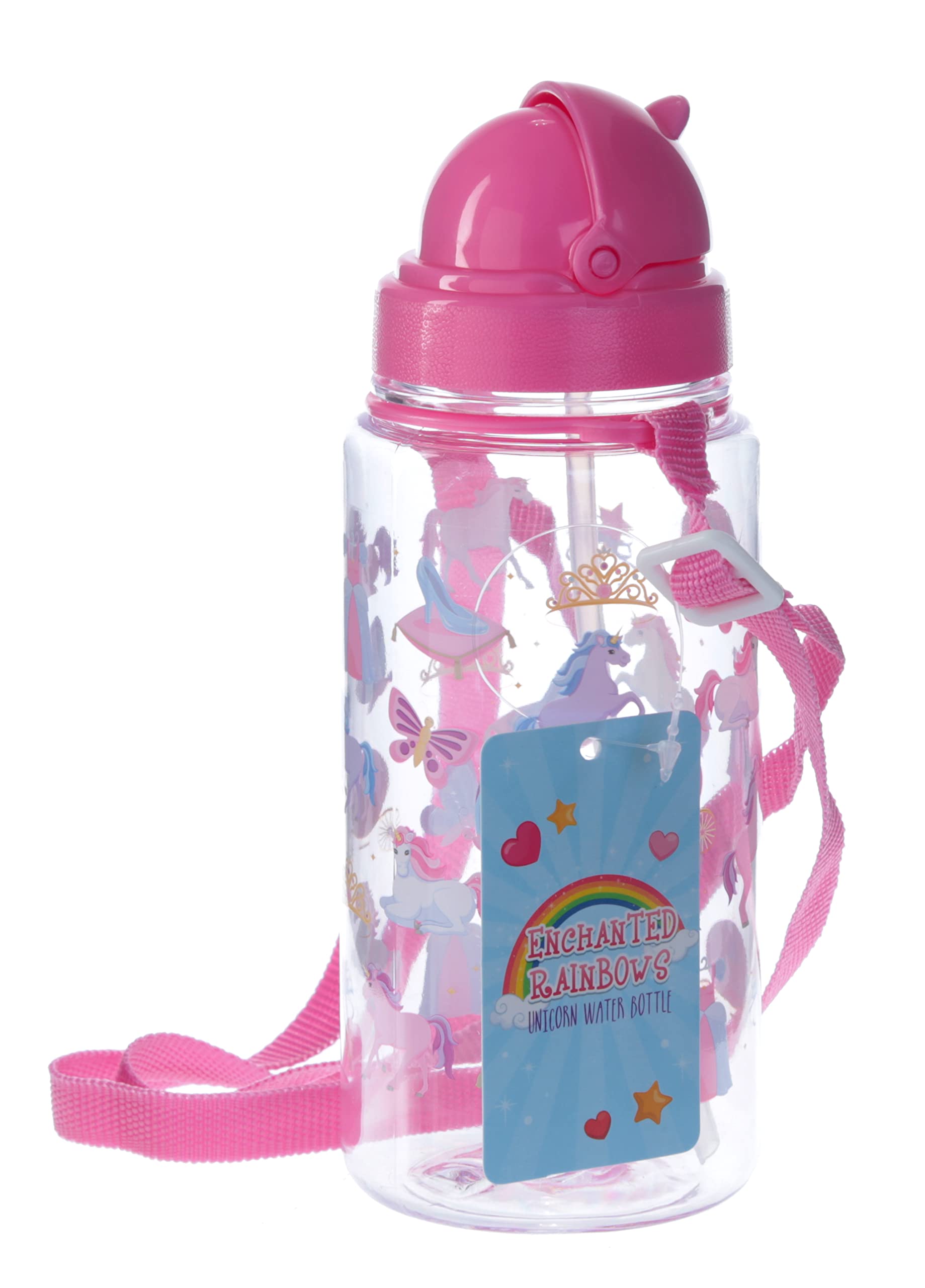 Puckator Enchanted Rainbows Unicorn Drinks Bottle with Straw 450ml Puckator