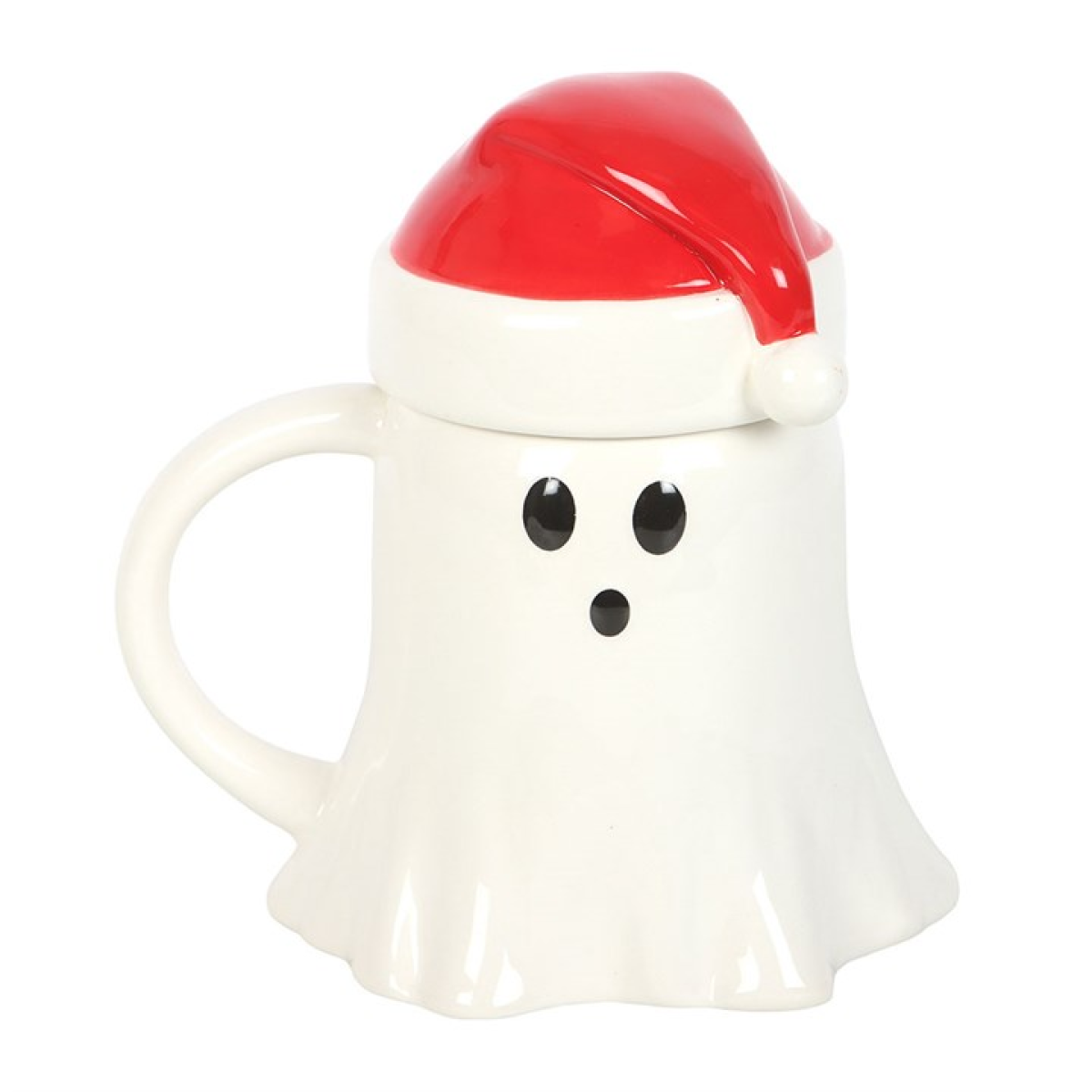 Ghost Shaped Mug with Santa Hat Lid Something Different