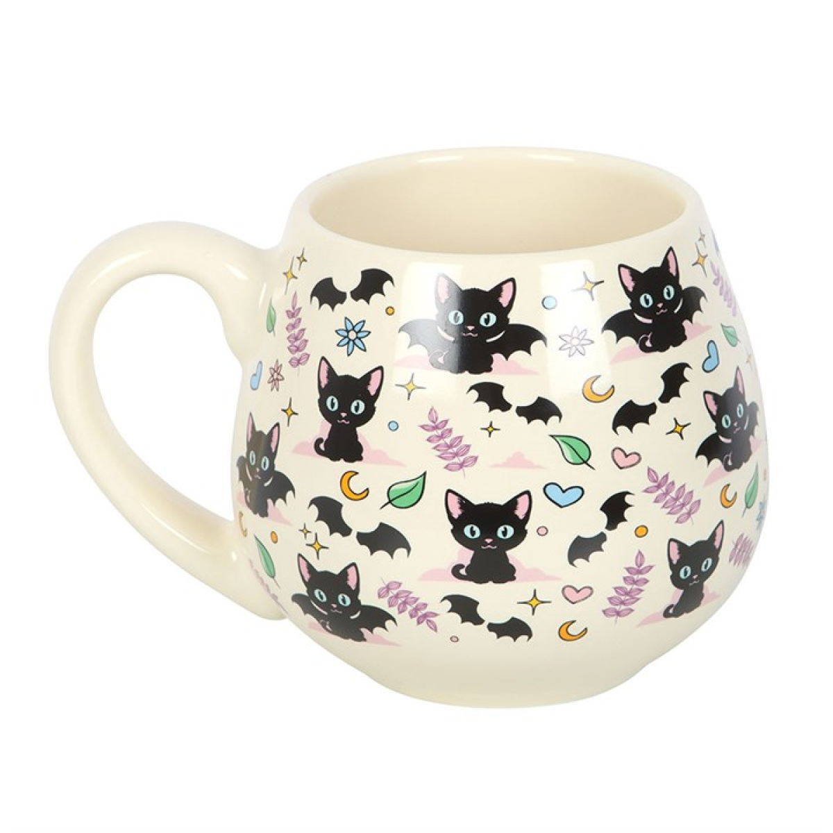 Cute and Creepy Cat Print Rounded Mug Something Different