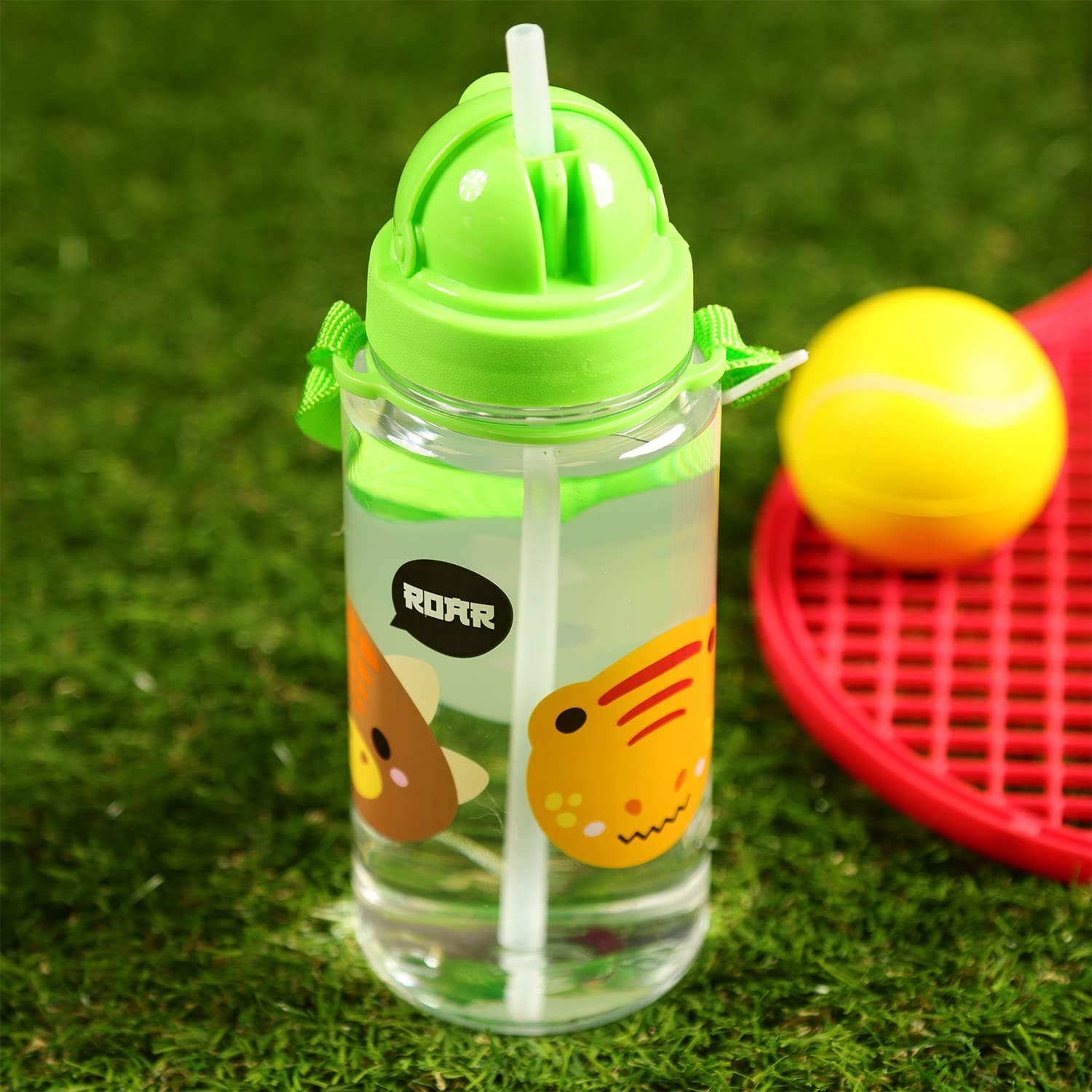 Puckator Adoramals Dinosaur Bottle With Straw 450ml Puckator