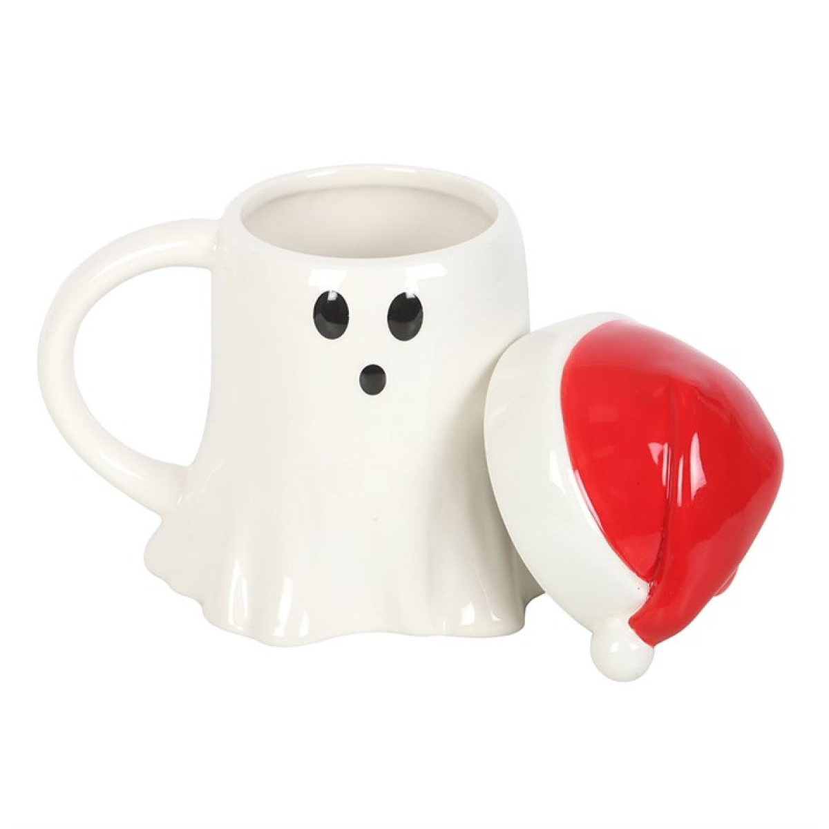Ghost Shaped Mug with Santa Hat Lid Something Different
