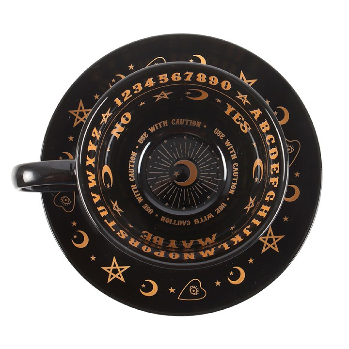 Black Talking Board Teacup and Saucer Something Different