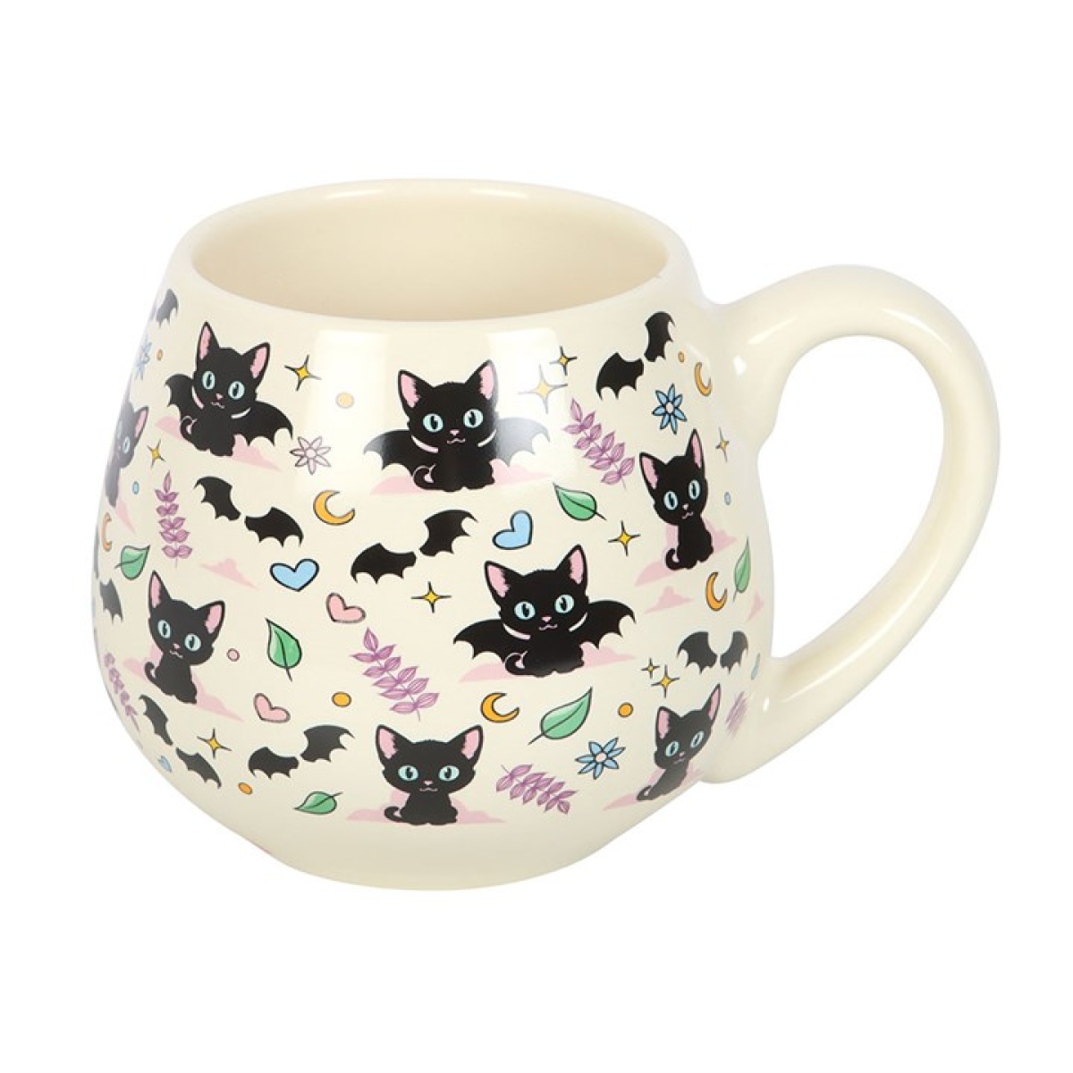 Cute and Creepy Cat Print Rounded Mug Something Different