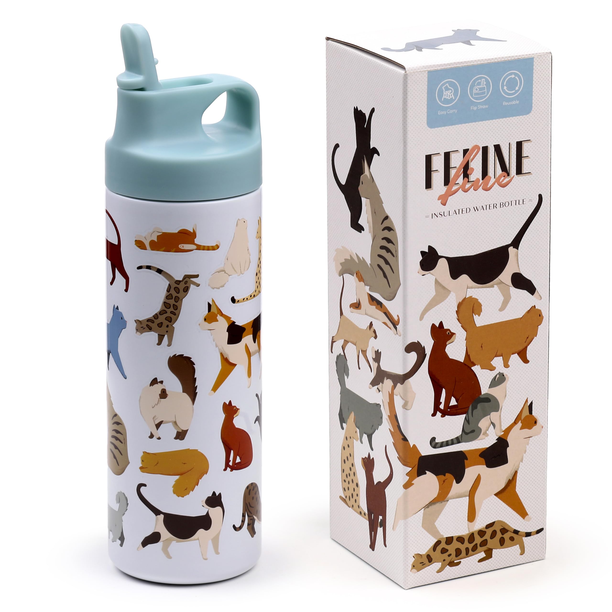 Puckator Feline Fine Cats Flip Top Drinks Bottle 500ml Puckator