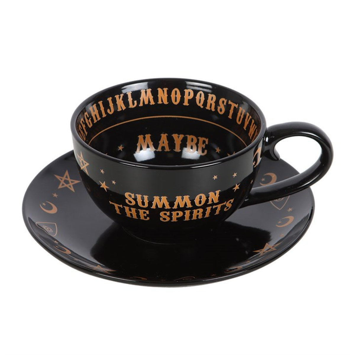 Black Talking Board Teacup and Saucer Something Different