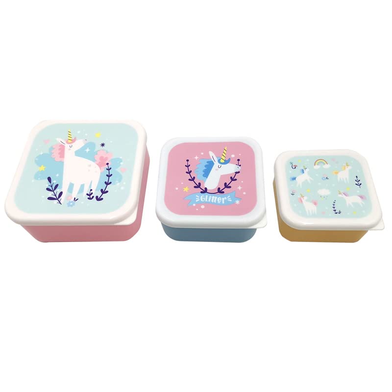 Puckator Unicorn Magic Set of 3 Lunch Box Snack Storage S/M/L Puckator