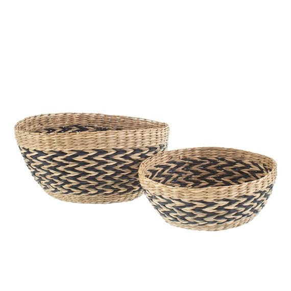 Sass & Belle Black Chevron Seagrass Decorative Bowls - Set of 2 Sass & Belle