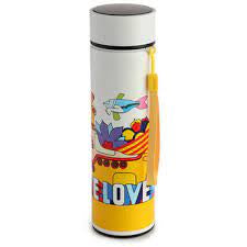 Puckator Yellow Submarine 450ml Insulated Hot & Cold Drinks Bottle with LED Temperature Display The Beatles Stainless Steel Water Bottle Cold for 24h and Hot for 6h Metal Water Bottles Thermos Flask Puckator