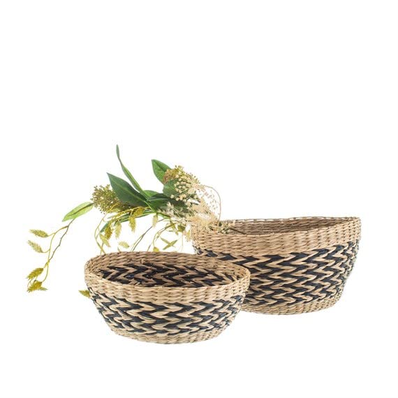 Sass & Belle Black Chevron Seagrass Decorative Bowls - Set of 2 Sass & Belle