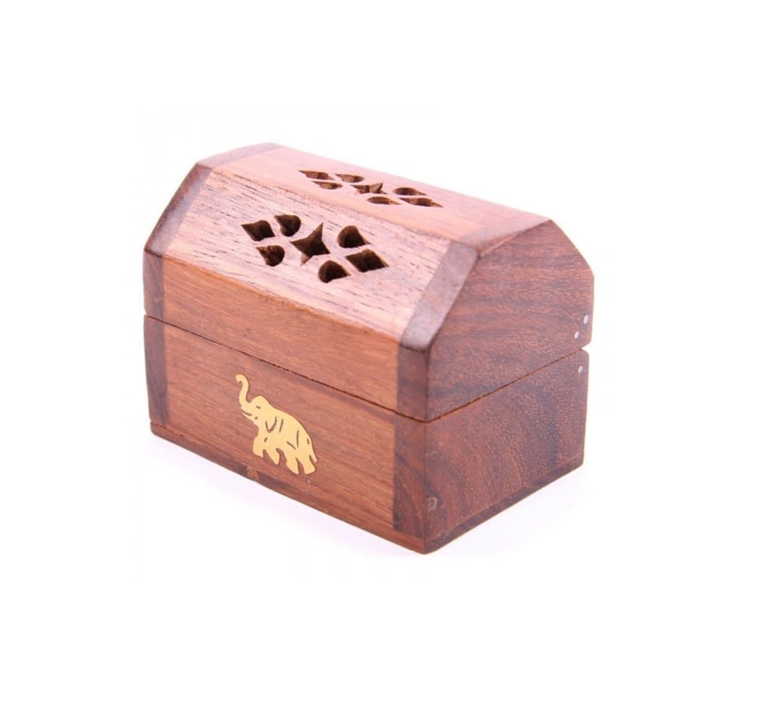Puckator Sheesham Wood Mini Incense Burner Box-Elephant Inlay Puckator