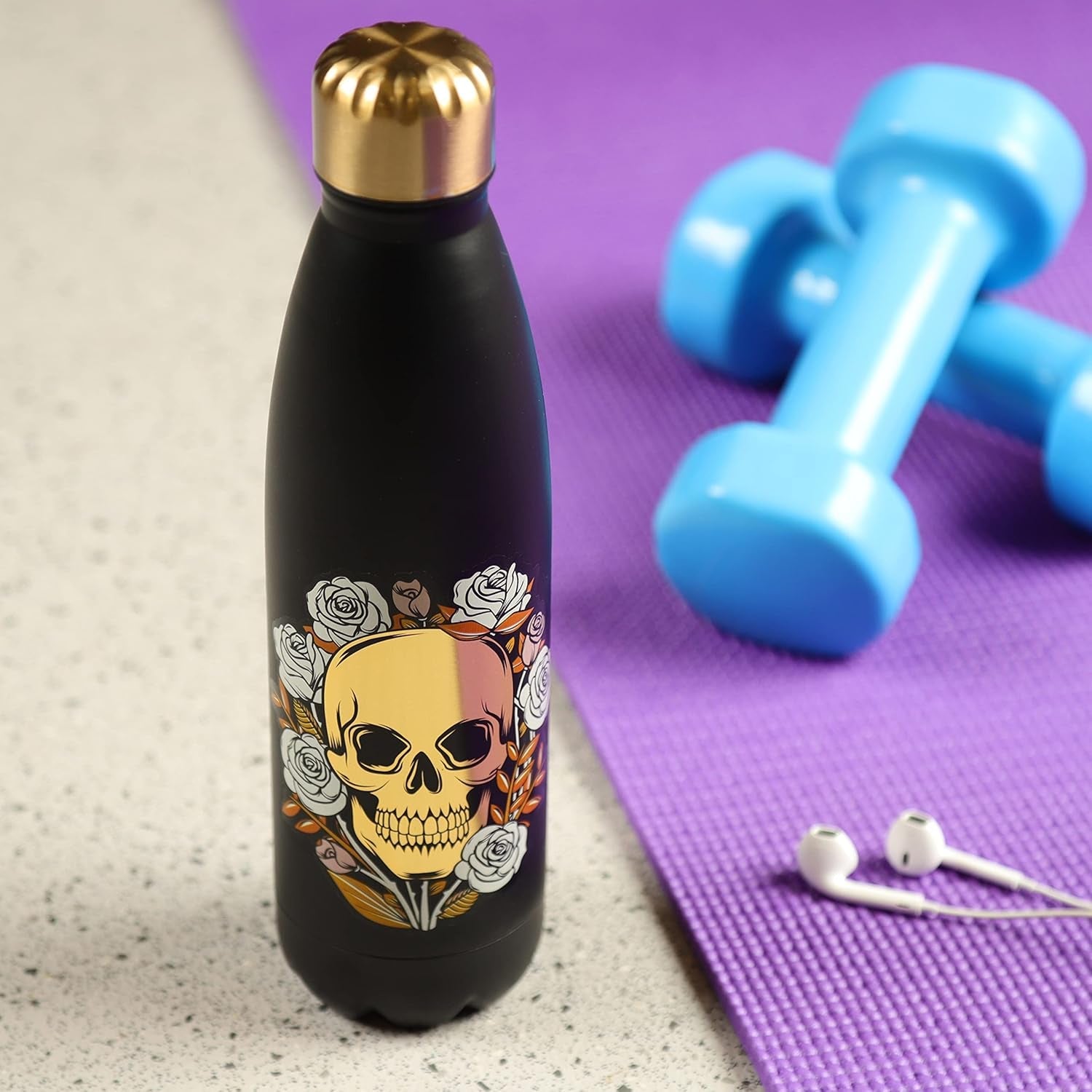 Puckator Skulls and Roses Stainless Steel Bottle Puckator
