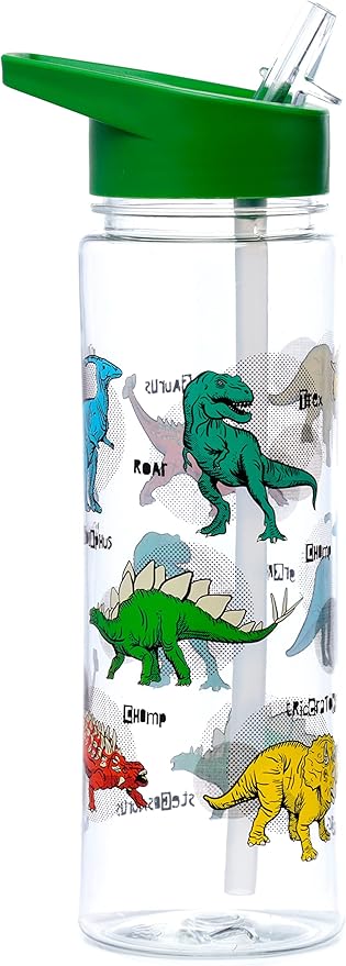 Puckator Dinosauria Drinks Bottle With Flip Straw 550ml