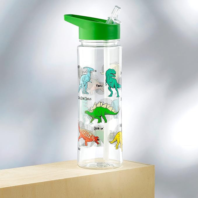 Puckator Dinosauria Drinks Bottle With Flip Straw 550ml