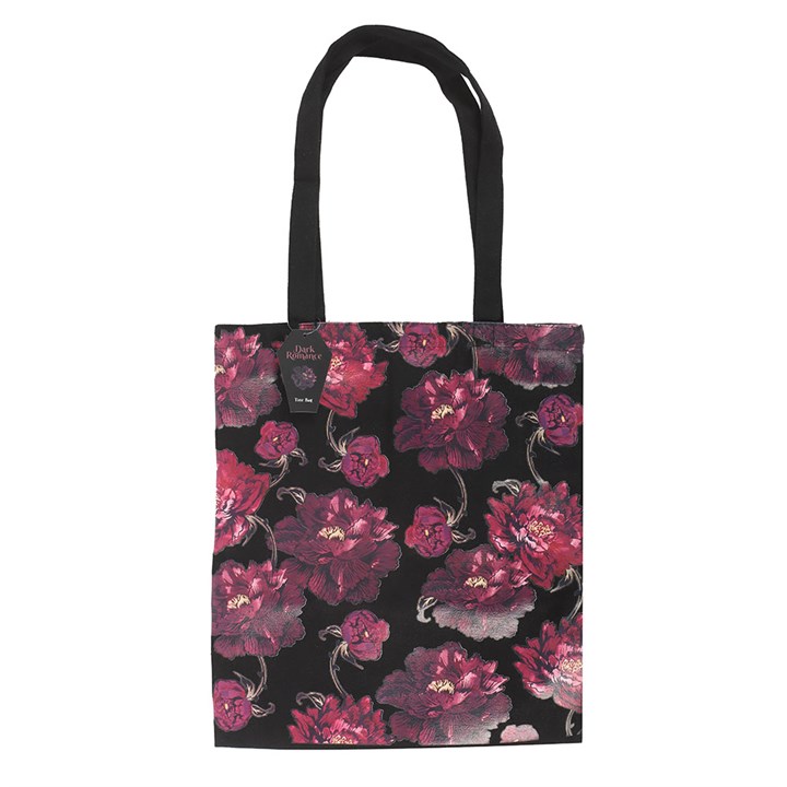 Dark Romance Floral Print Tote Bag