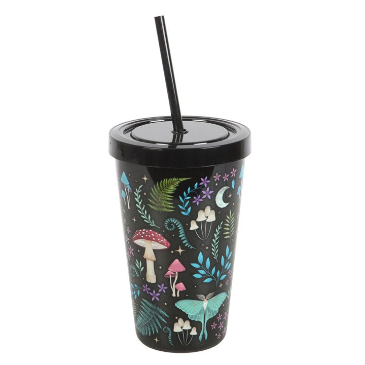 Dark Forest Print Plastic Tumbler with Straw Something Different