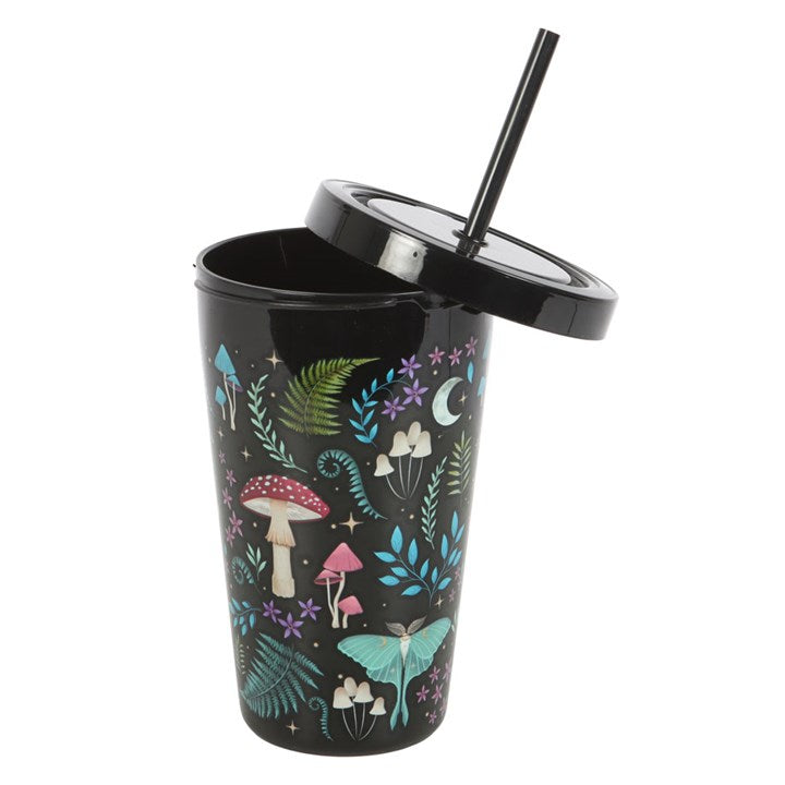 Dark Forest Print Plastic Tumbler with Straw Something Different