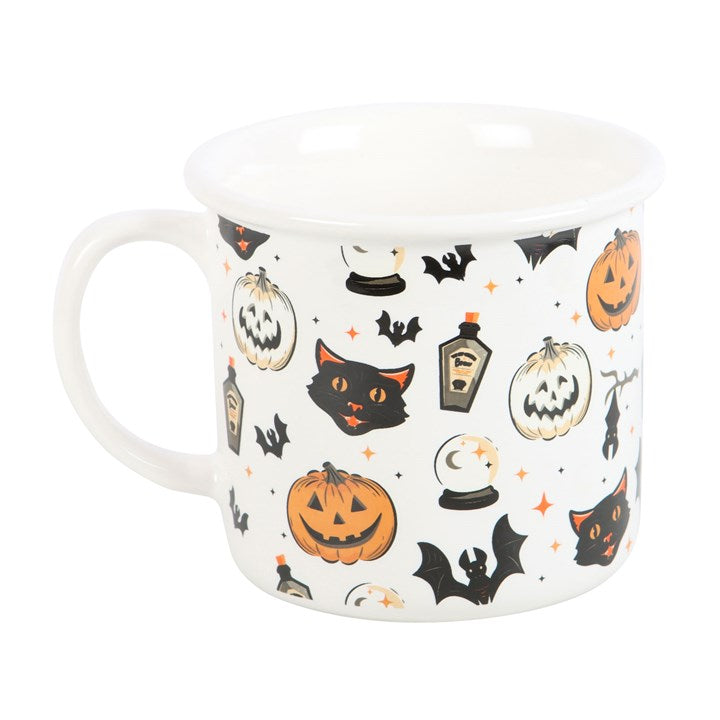 Spooky Cat and Pumpkin Print Mug Something Different
