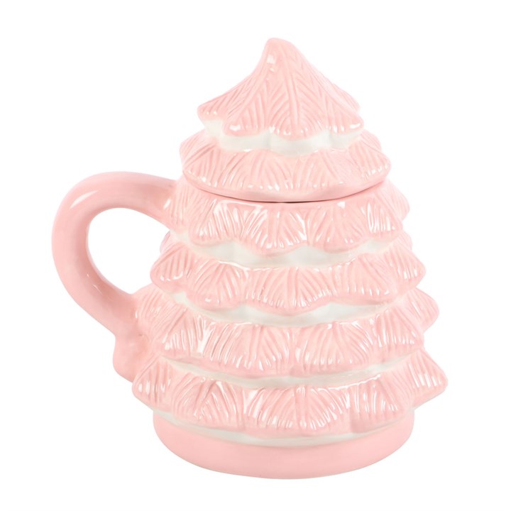 Pink Lidded Christmas Tree Shaped Mug Something Different
