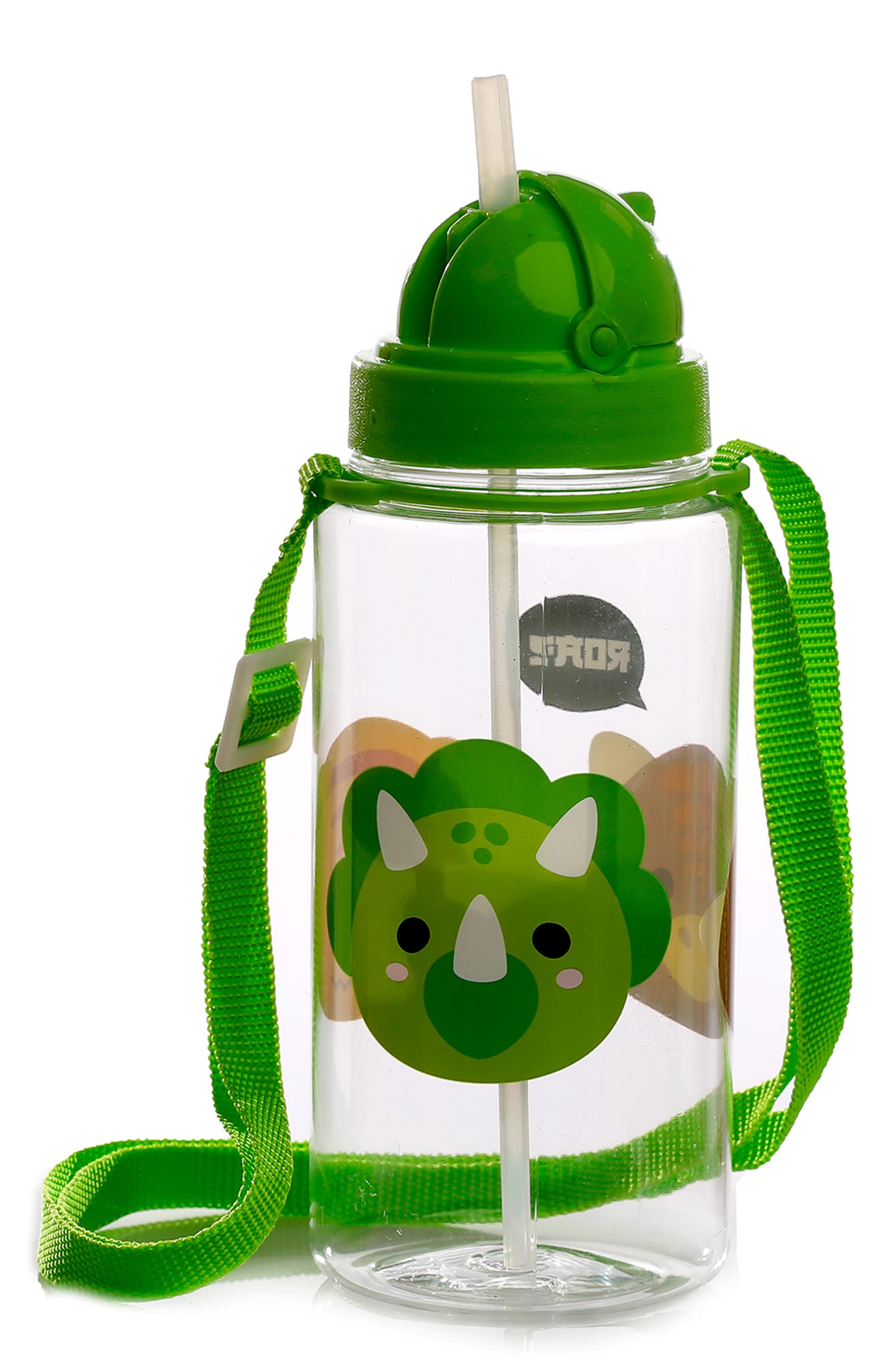 Puckator Adoramals Dinosaur Bottle With Straw 450ml Puckator