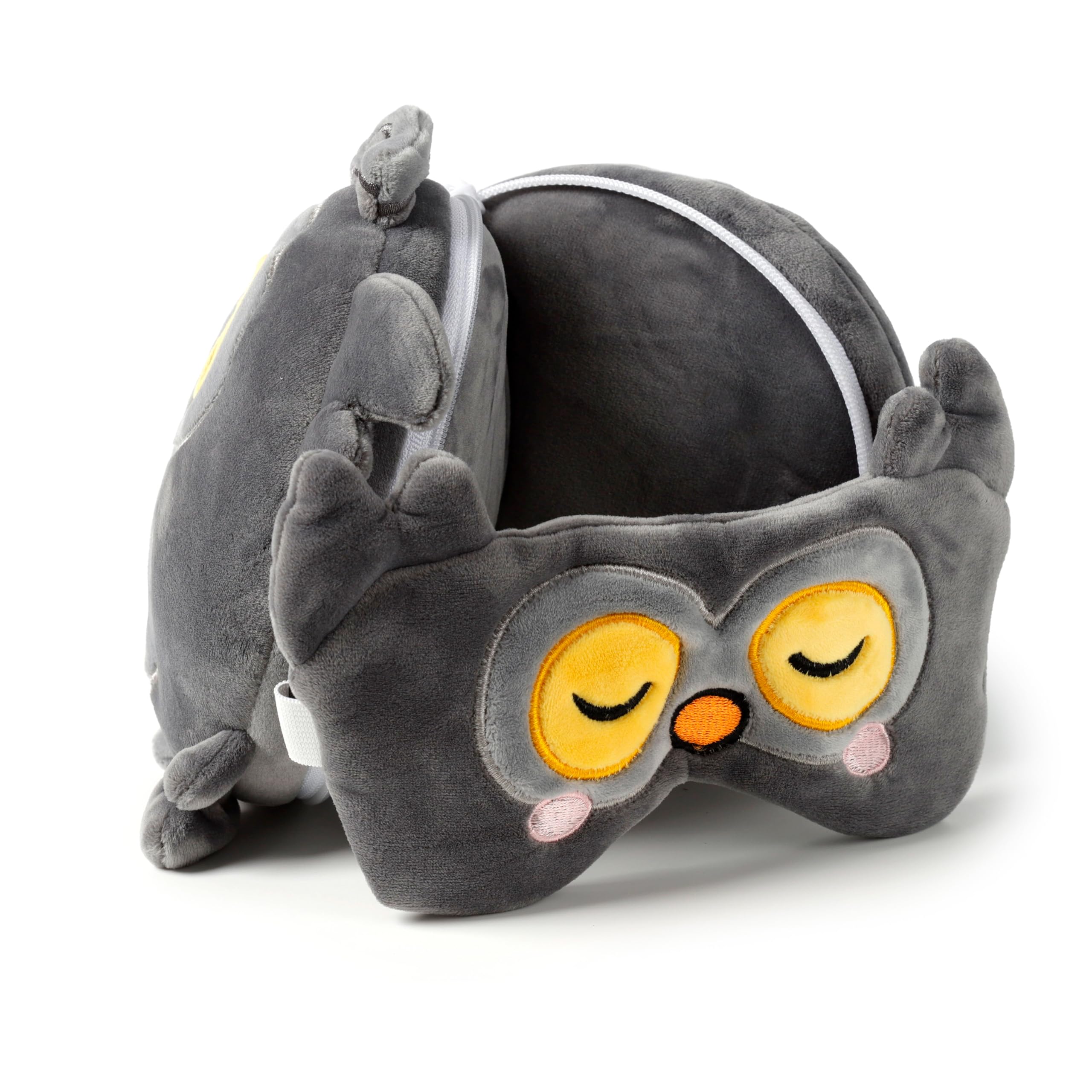 Relaxeazzz Adoramals Winston the Owl Round Plush Travel Pillow & Eye Mask - Sleep Eye Mask Masks - Kids Travel Accessories For Sleeping Airplane - Flight Plane Neck Pillow Pillows Relaxeazzz