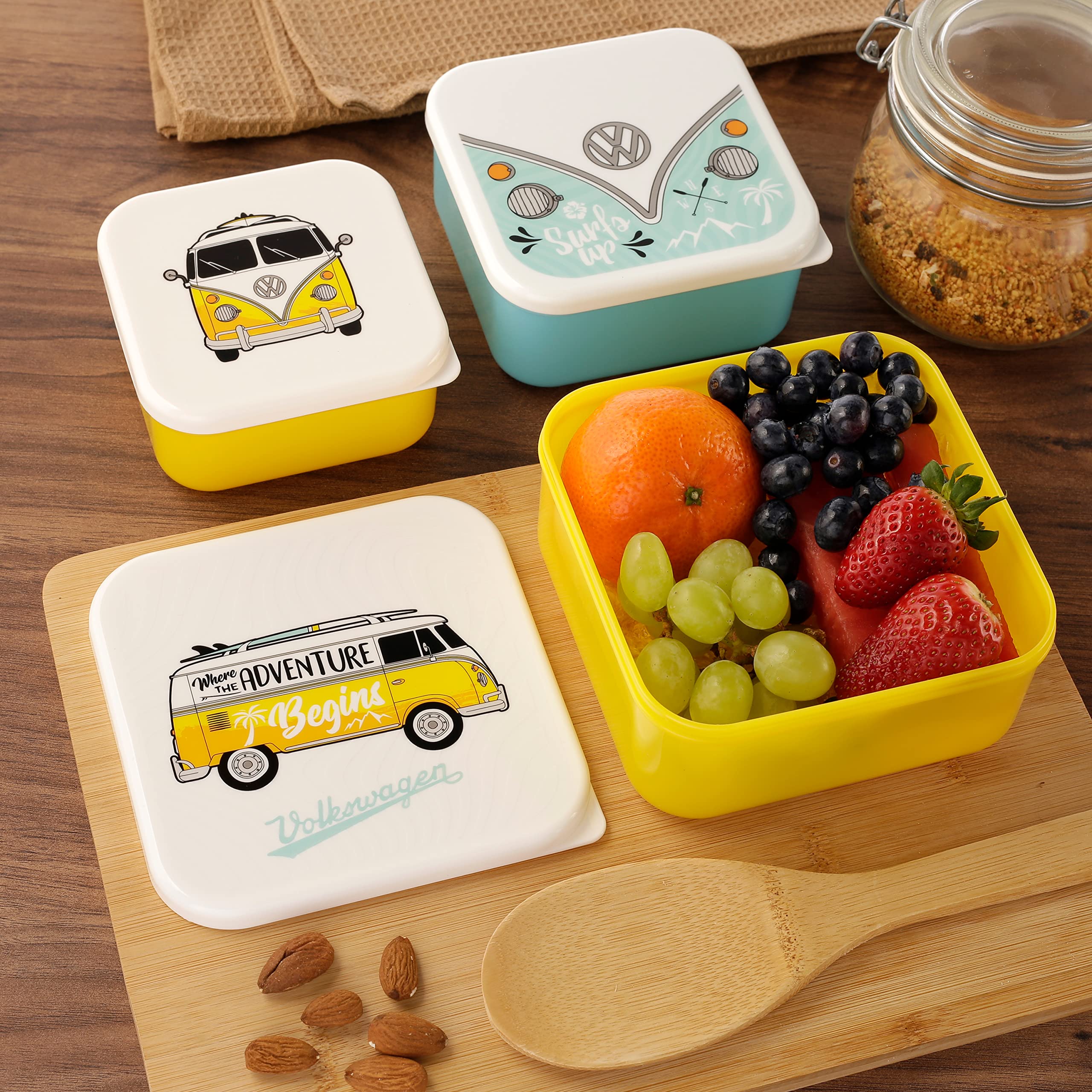 Puckator VW Surf Adventure Volkswagen T1 Camper Bus Set of 3 Lunch Box Snack Storage M/L/XL Puckator