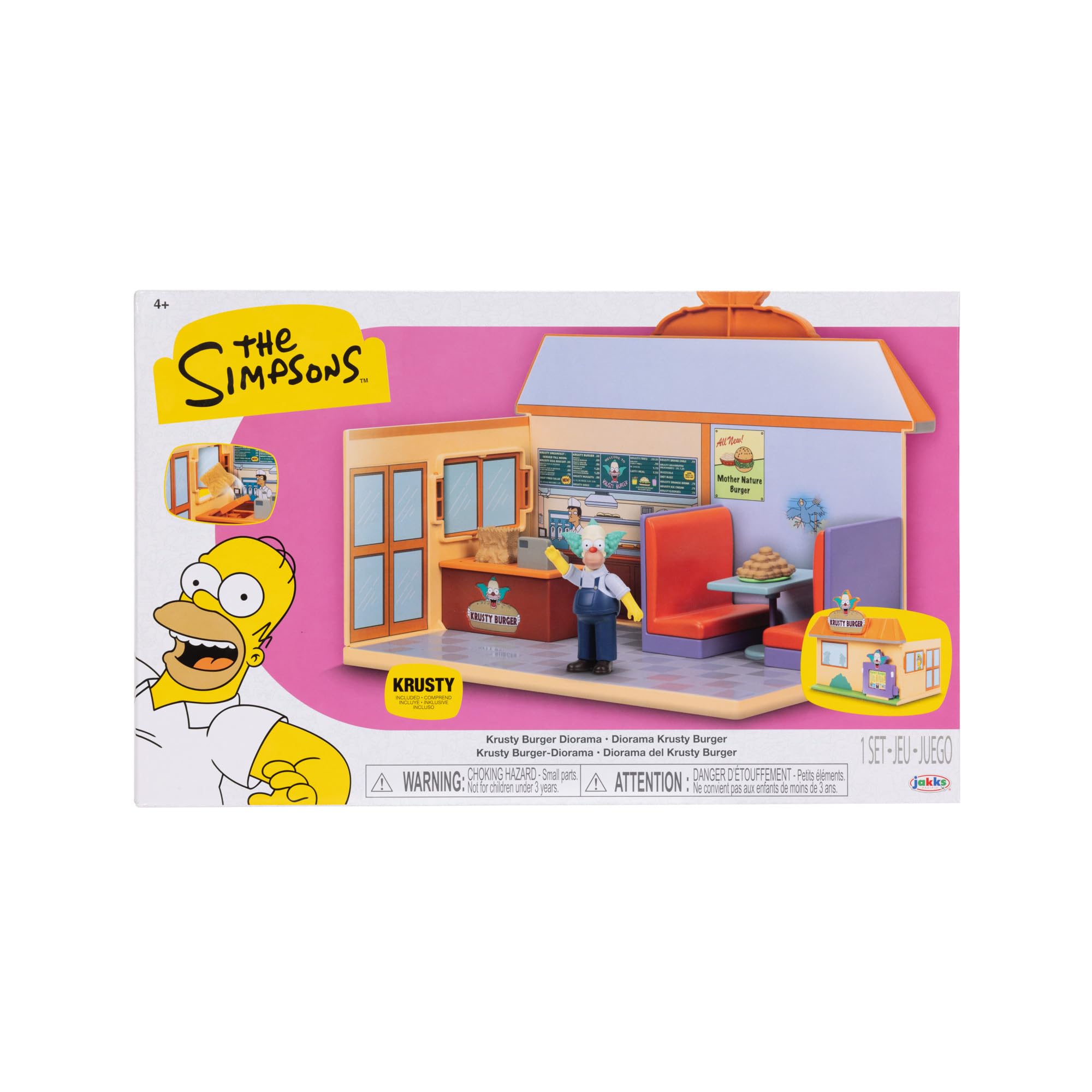 Jakks Pacific The Simpsons Krusty Burger Playset Includes 6.35 cm Krusty the Clown Articulated Mini Figurine and Detailed Accessories Jakks Pacific