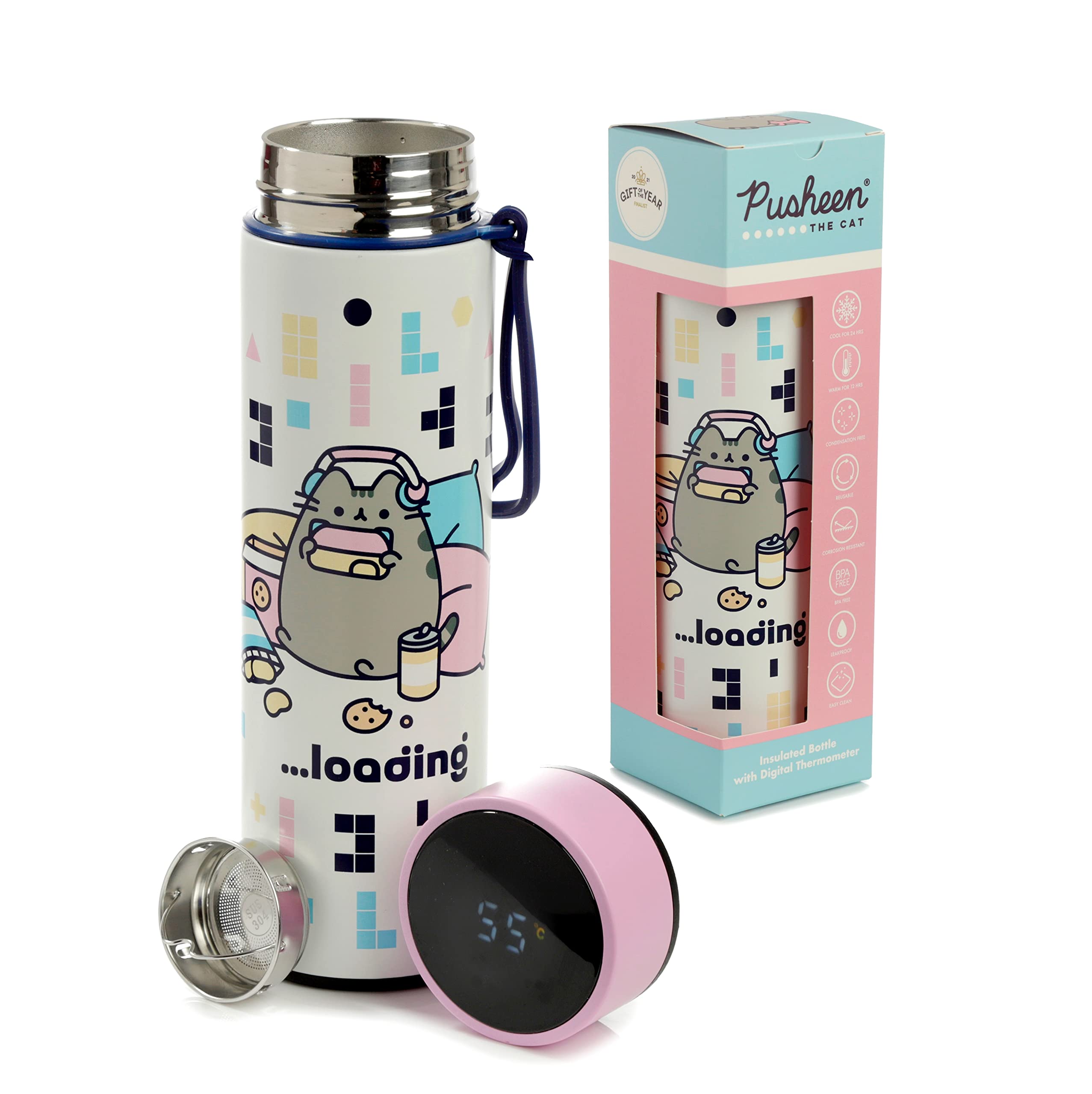Puckator Pusheen  Water Bottle with Led Temperature Display Puckator
