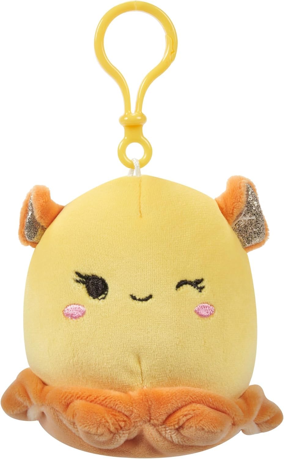 Squishmallows Original 3.5 Inch Clip-On 5 Pack - Blue Skunk, Cream Bat, Purple Beetle, Lime Greem Llama, Yellow Dumbo Octopus Squishmallows