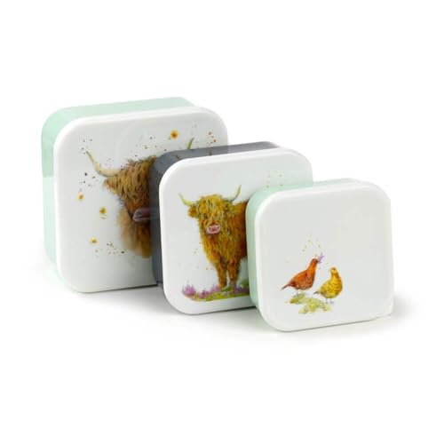 Puckator Jan Pashley Highland Coo Cow Set of 3 Lunch Box Snack Storage M/L/XL Puckator