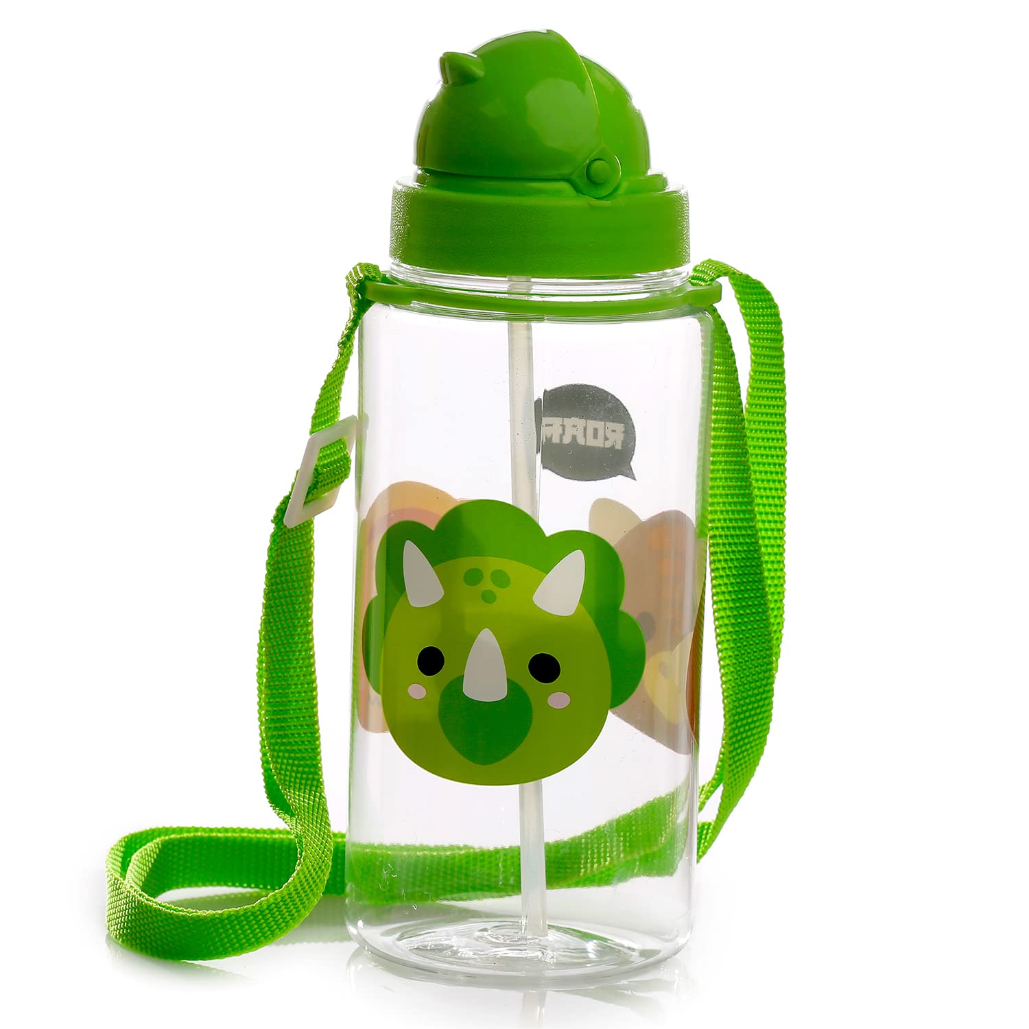 Puckator Adoramals Dinosaur Bottle With Straw 450ml Puckator