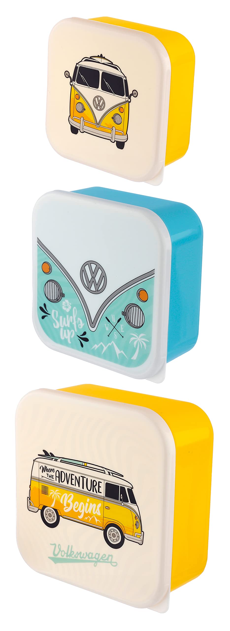 Puckator VW Surf Adventure Volkswagen T1 Camper Bus Set of 3 Lunch Box Snack Storage M/L/XL Puckator