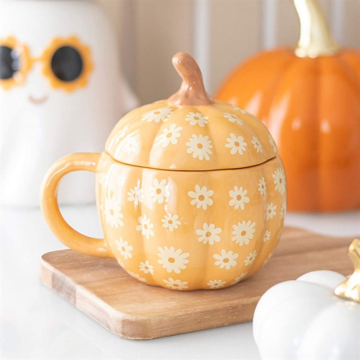 Groovy Floral Pumpkin Lidded Mug Something Different