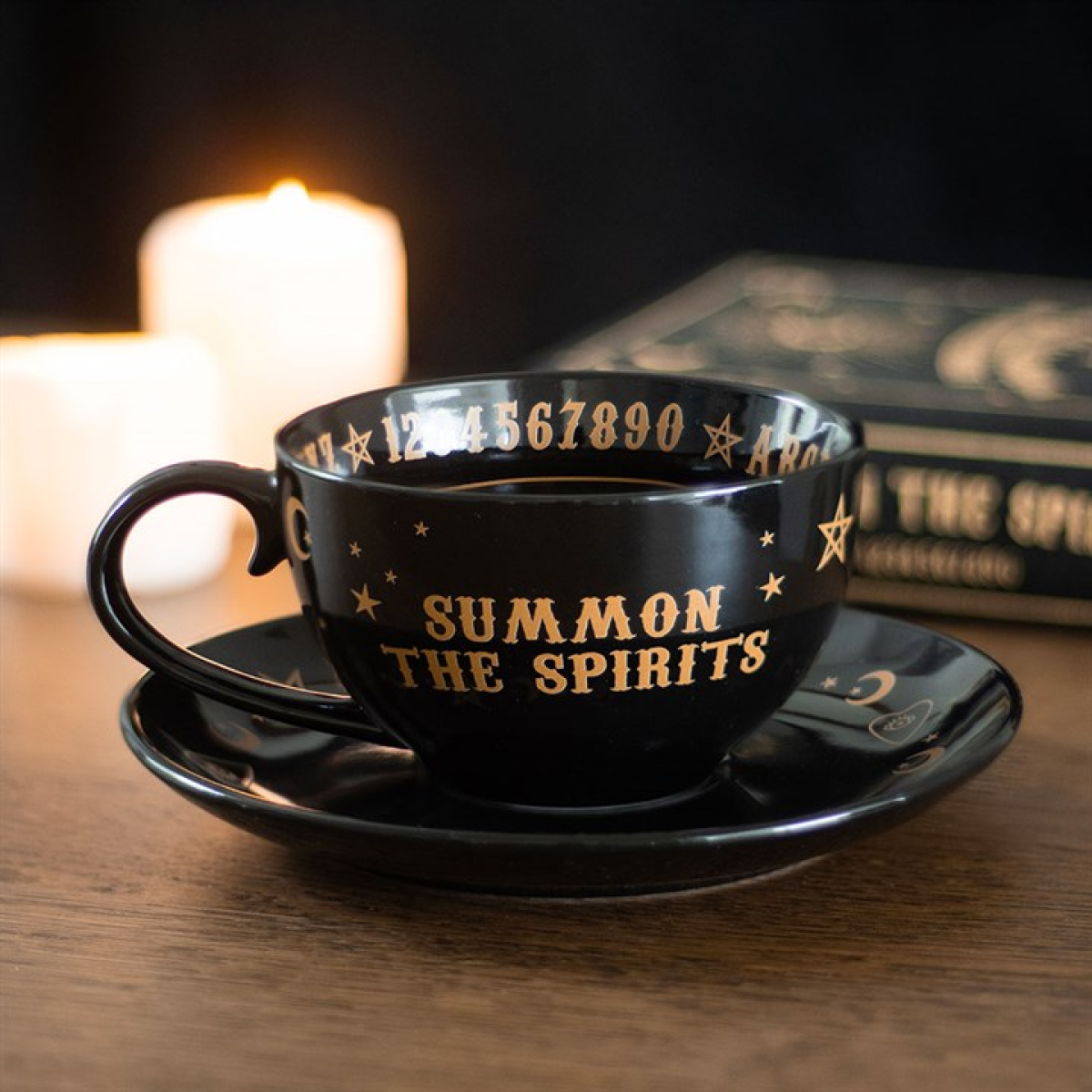 Black Talking Board Teacup and Saucer Something Different