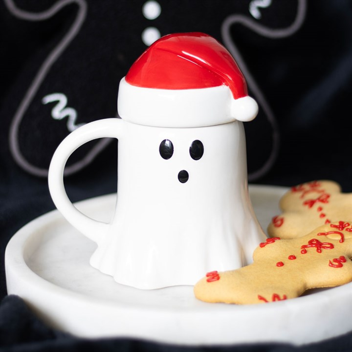 Ghost Shaped Mug with Santa Hat Lid Something Different