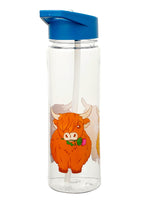 Puckator Highland Coo Cow Drinks Bottle With Flip Straw 550ml Puckator
