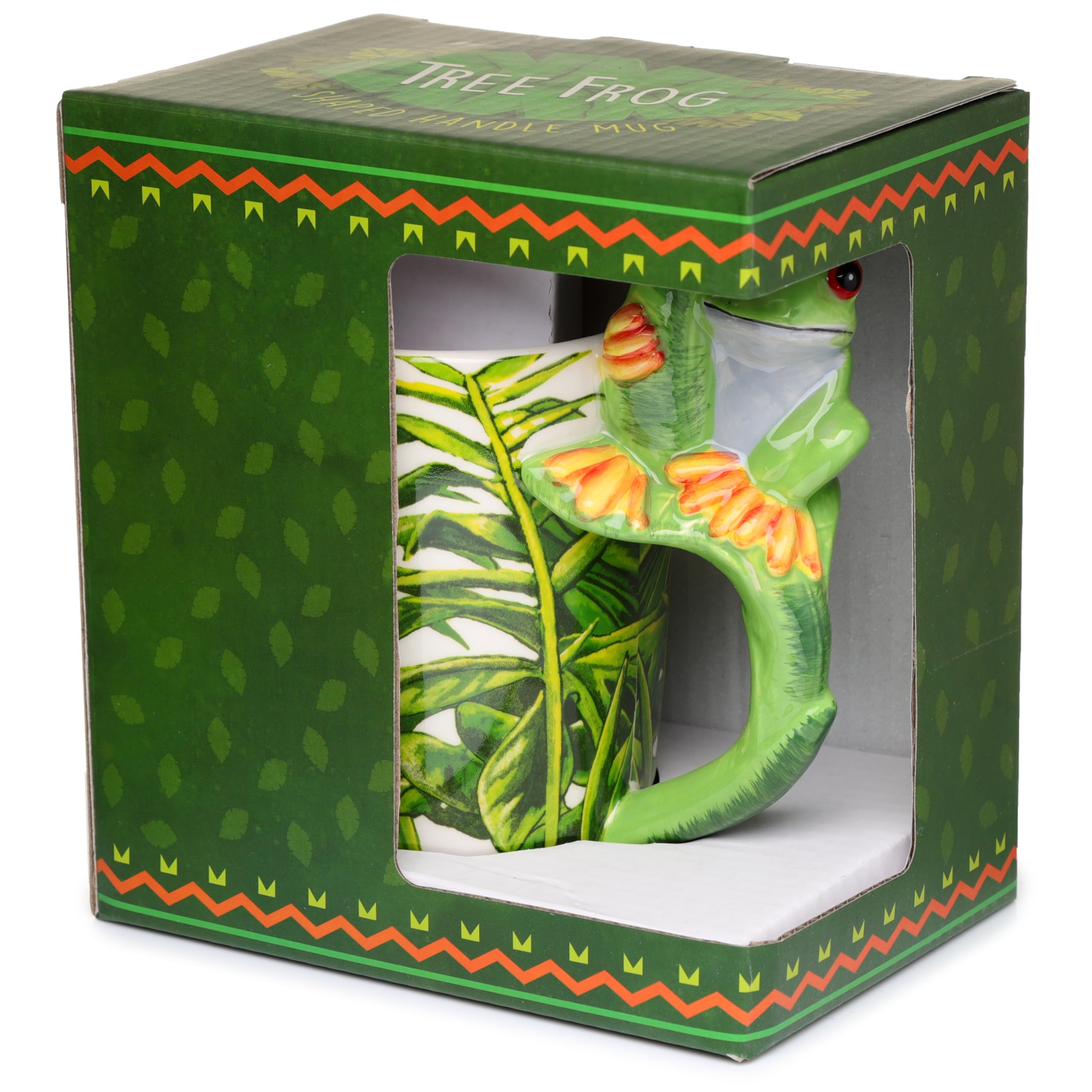 Puckator Tree Frog with Foliage Decal Ceramic Shaped Handle Mug Puckator