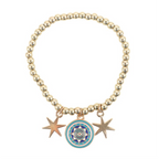 Gold-Toned All Seeing Eye Beaded Charm Bracelet