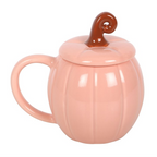 Pink Curly Pumpkin Lidded Mug