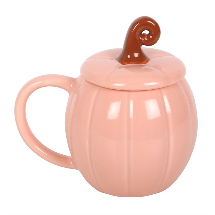 Pink Curly Pumpkin Lidded Mug