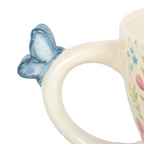 Luna Bloom Floral Ceramic Mug with Butterfly Handle