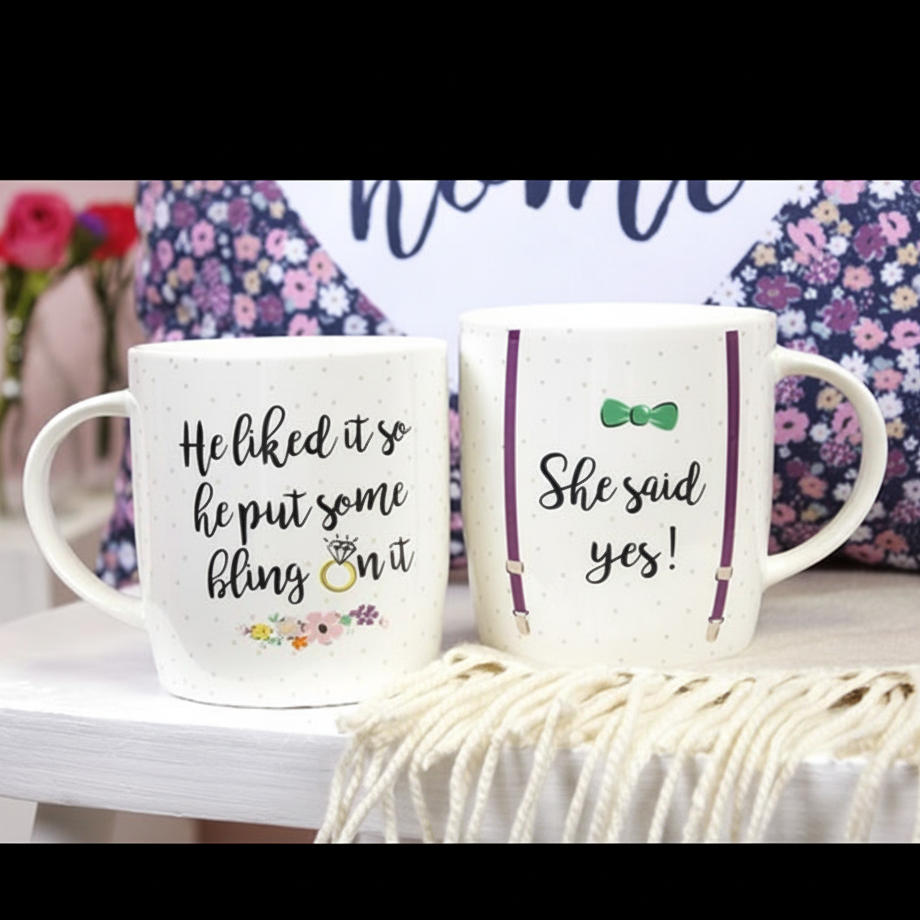 Set of 2 She Said Yes Mugs