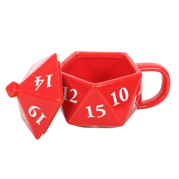 D20 Gaming Dice-Shaped Ceramic Mug with Lid – 500ml