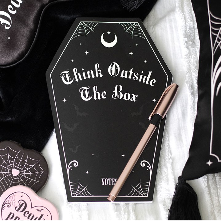Coffin-Shaped Softcover Notebook – Black & Pink