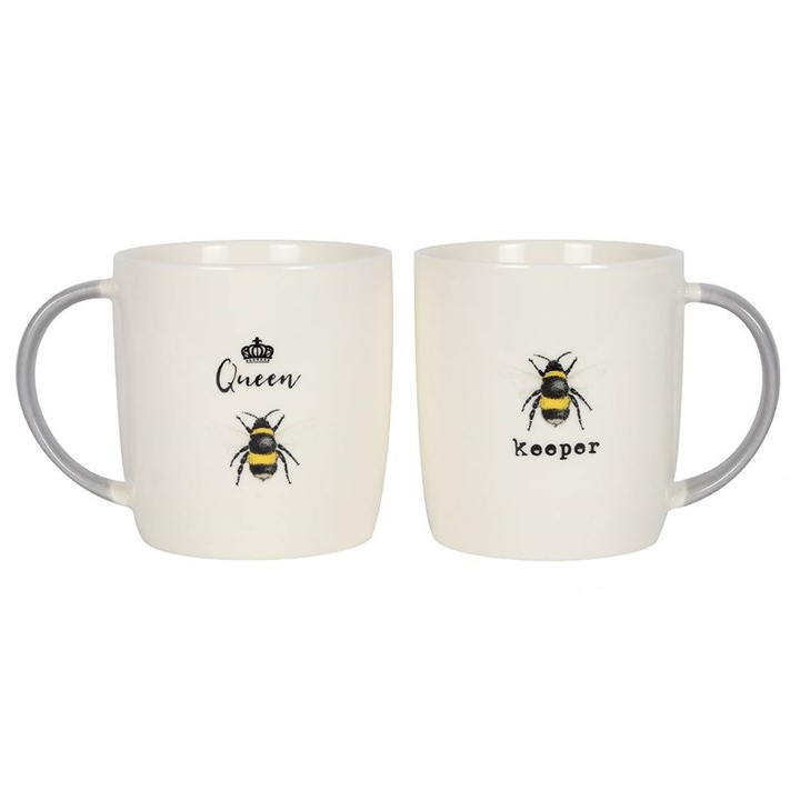 Queen Bee and Bee Keeper Mug Set – Set of 2, 370ml