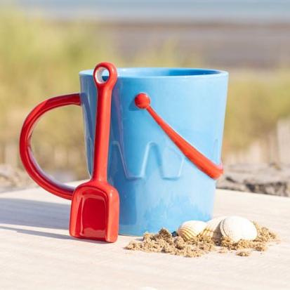 Bucket Shaped Ceramic Mug with Spade Spoon
