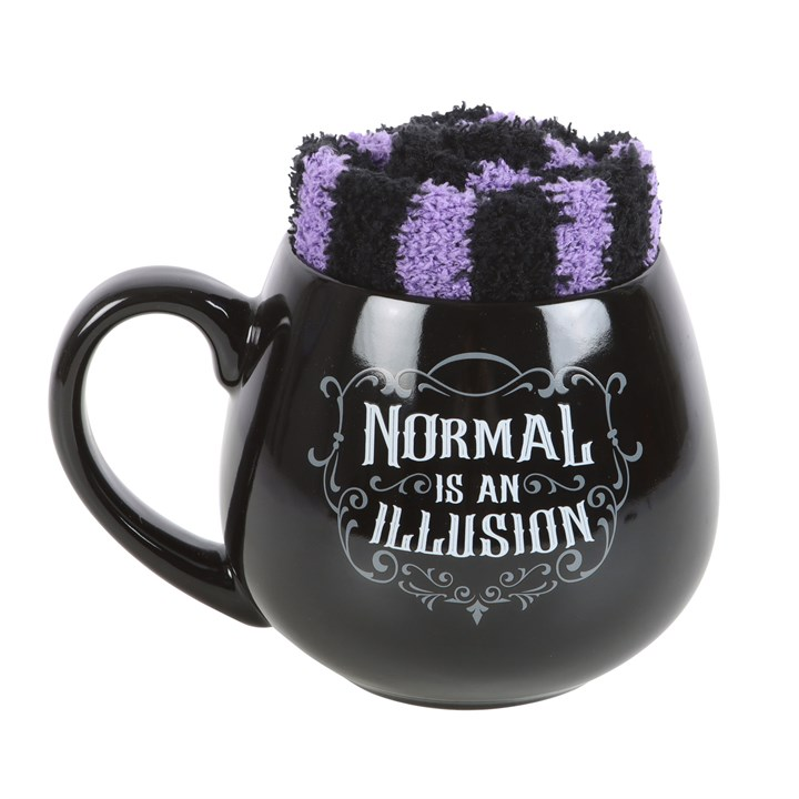 Normal Is an Illusion Gothic Mug and Socks Gift Set – 500ml
