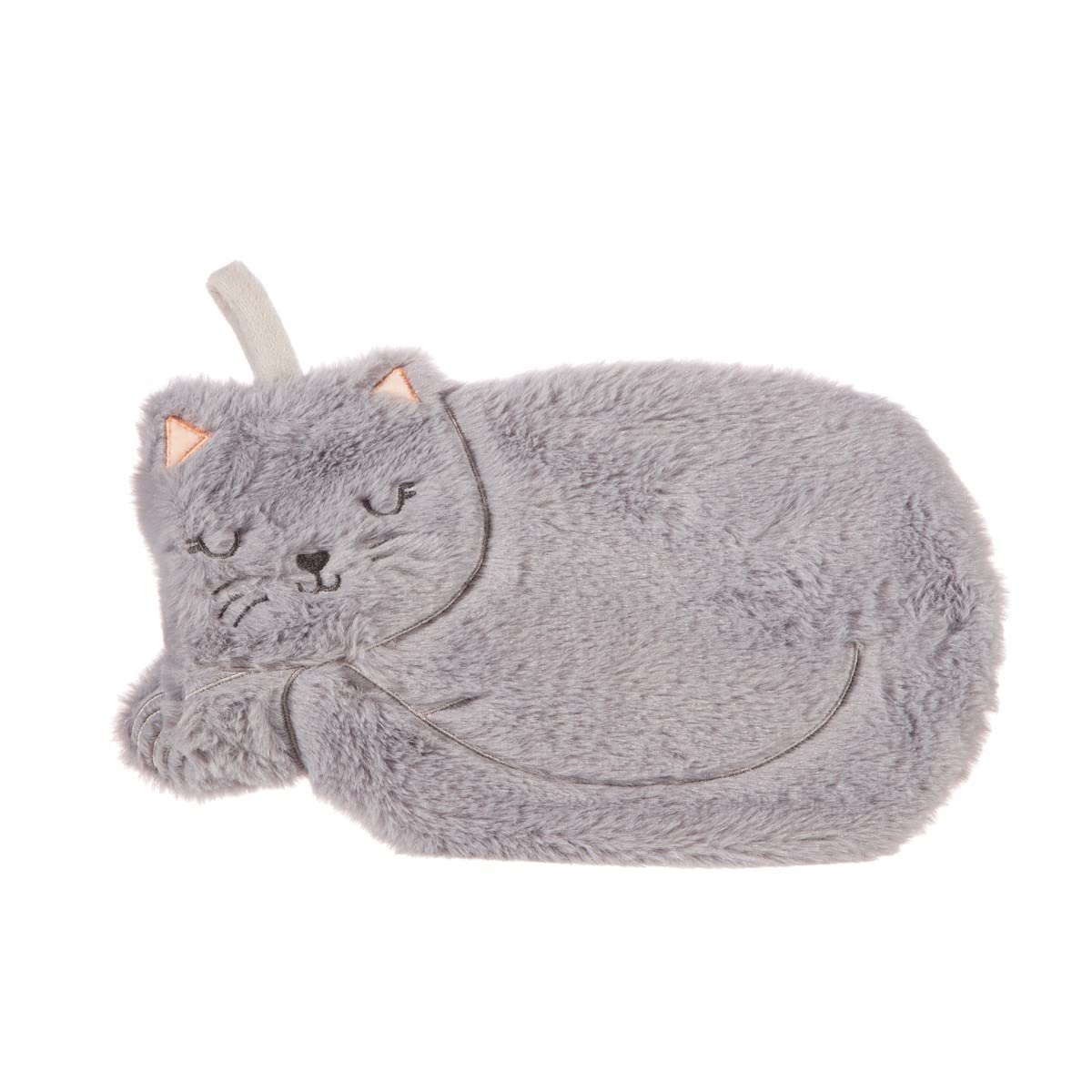 Sass & Belle Hot Water Bottle Grey Cat Plush Cover Sass & Belle