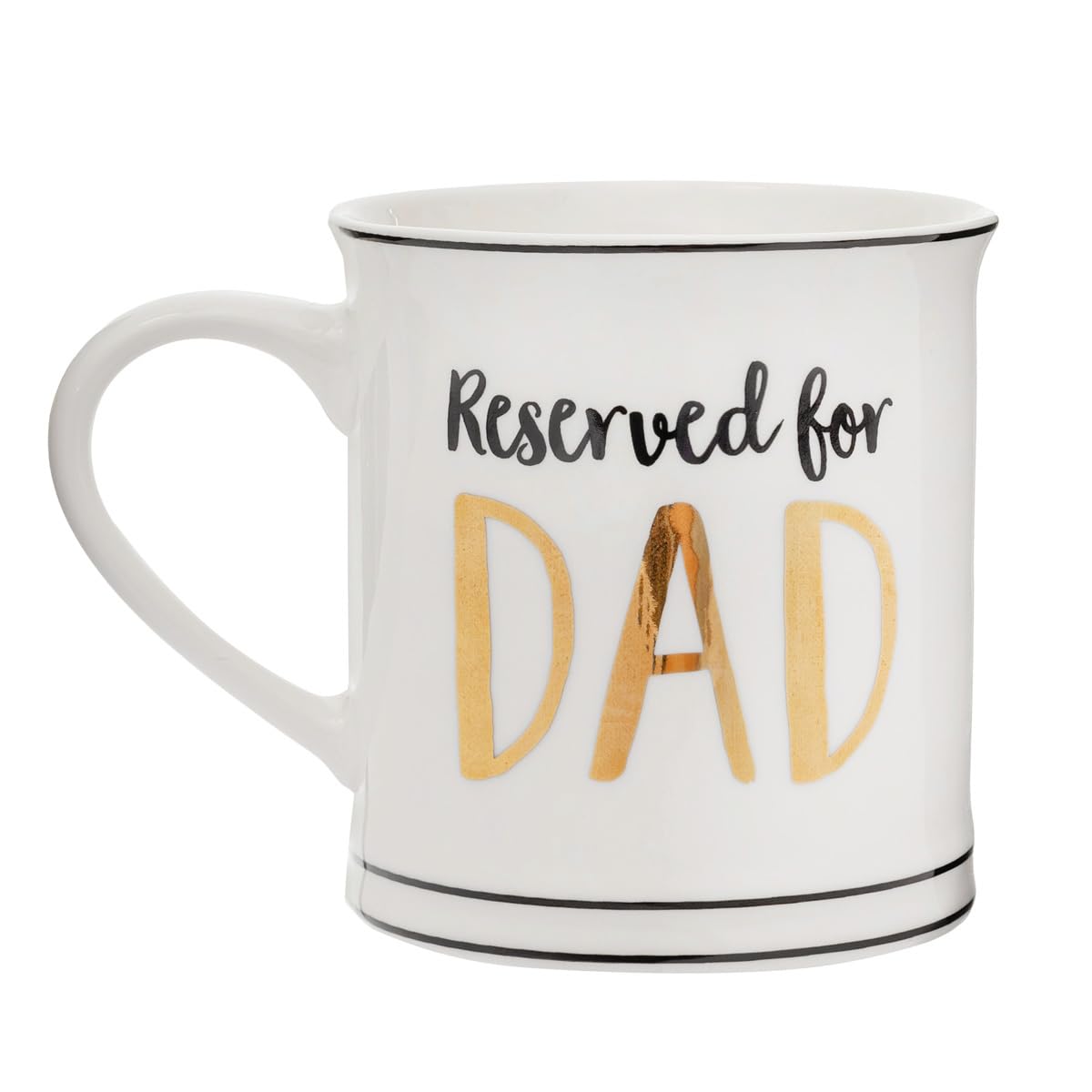 Reserved for Dad Bone China Mug by Sass & Belle - White with Black & Gold, Capacity 350ml Sass & Belle